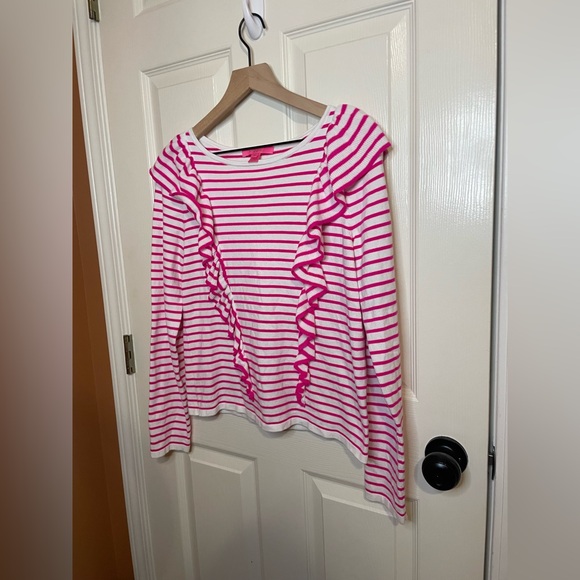 Lilly Pulitzer Ruth Sweater Beach Pink Stripe Tango Size Medium - Picture 3 of 9